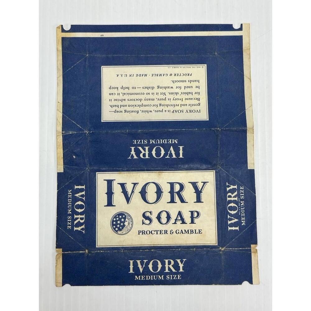VINTAGE PROCTER & GAMBLE PURE WHITE FLOATING IVORY SOAP WRAPPER MEDIUM SIZE 1940